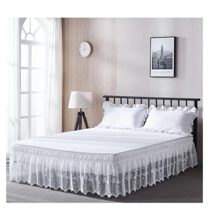 Jupe de lit de qualité supérieure 100 % microfibre 300 fils/cm² imperméable, écologique, style classique, plis élastiques, dentelle, logo personnalisé - Product Image 1