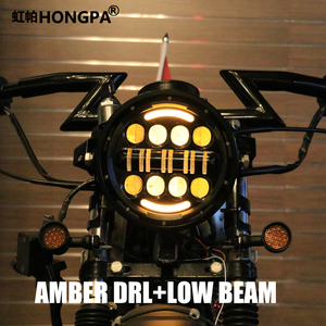 Faro Rotondo a <span class=keywords><strong>LED</strong></span> da 7'' con Occhio d'Angelo, Fascio Alto/Basso e Luce DRL per Moto 12V <span class=keywords><strong>Cafe</strong></span> <span class=keywords><strong>Racer</strong></span> CG125 - Product Image 4