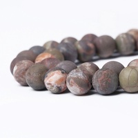 Perles semi-finies en agate fleurie naturelle mate 6-10mm, vente en gros, pour bracelets faits main DIY, nouveauté 2026