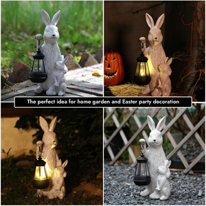 Statue da Giardino Solari YACHEN Decorazioni Pasquali Statua di Coniglio in Resina con Luci LED per Patio Regali di Pasqua - Product Image 6