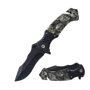 Camouflage Color Plastic Folding Pocket Camping Survival Knife with Glass Breaker