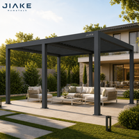 Pergola à lames orientables en aluminium avec bureau intégré et armoires de rangement pour bureau à domicile, jardin, terrasse et espace d'étude