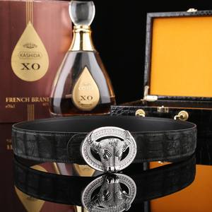 Men's customized luxury <b>belt</b>, water dyed Nile crocodile leather, matte leather, durable steel buckle - Product Image 4