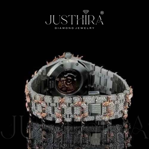 Top Demanded Moissanite Diamond Quartz <b>Watch</b> <b>Couple</b> Matching Luxury Stainless Steel Wrist <b>Watch</b> Set Available At Best Price - Product Image 4