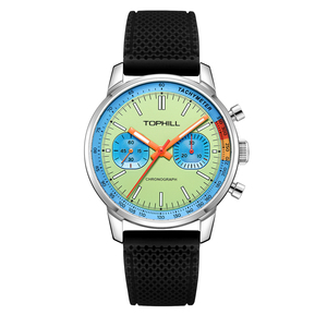 นาฬิกาโครโนกราฟผู้ชาย รุ่นปี <span class=keywords><strong>1963</strong></span> นาฬิกานักบิน เครื่อง <span class=keywords><strong>Seagull</strong></span> ST1901 ระบบกลไก เรืองแสง ขนาด 40 มม. หน้าปัดกระจกเคลือบ สายยาง กันน้ำ - Product Image 5