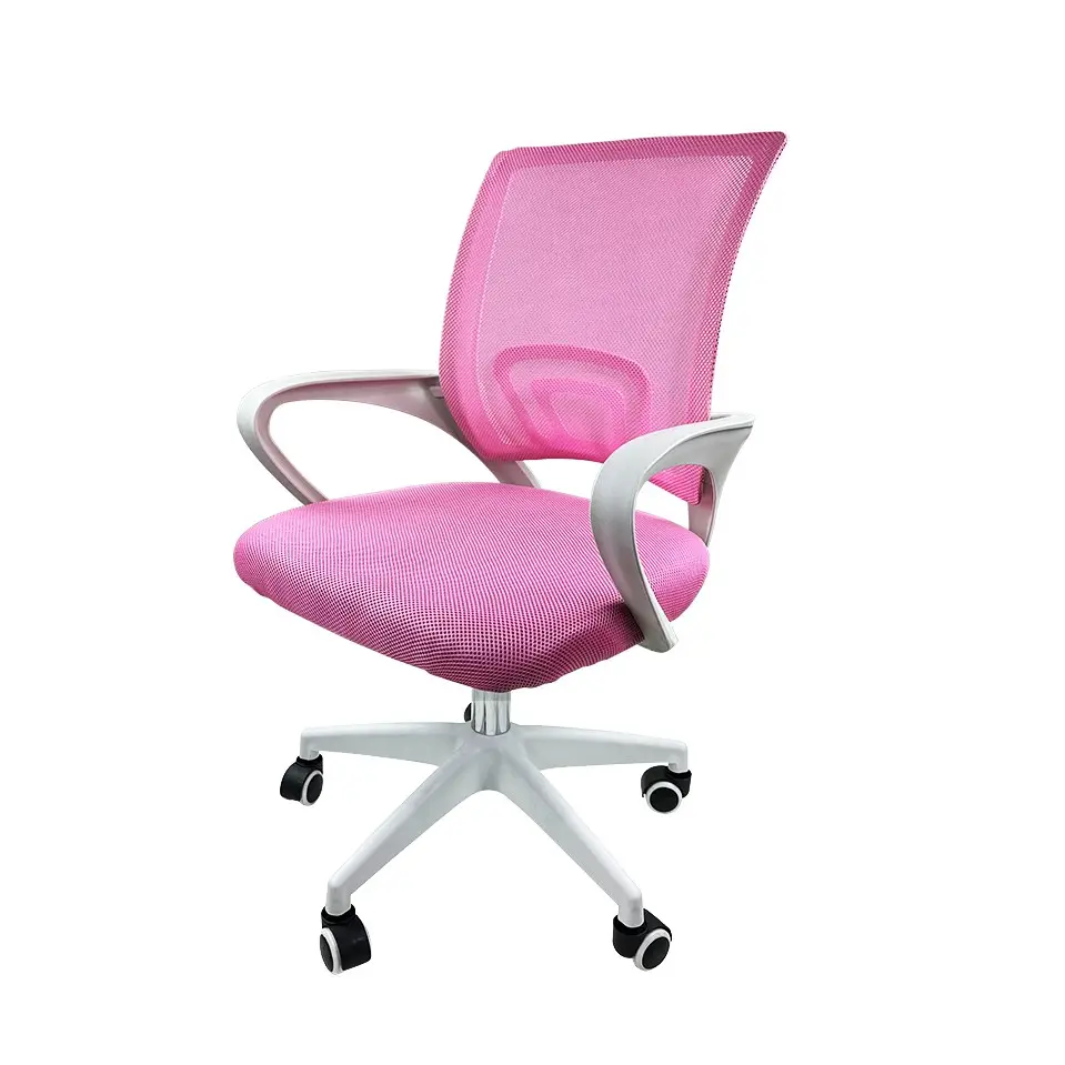 Silla ejecutiva giratoria de tela ergonómica, silla giratoria ajustable en altura para oficina, escritorio de ordenador, silla de malla con función basculante, color rosa