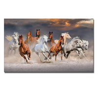 Sept Courir Cheval Blanc Mur Art Photo Artistique Toile Art Or Imprime Moderne Animaux Peinture Pour Salon