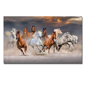 Seven Running White Horse Wall Art Picture artistico Canvas Art stampe dorate animali moderni pittura per soggiorno - Product Image 3