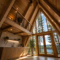 Casa Modular Prefabricada Moderna y Ecológica, Estilo Villa Rectangular en Forma de A, con Materiales Sostenibles para una Vida Confortable