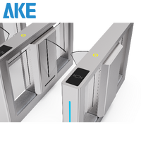 AKE TL01G Portillon à battant en acier inoxydable 304 de 1,2 mm avec moteur sans balais, reconnaissance faciale, RFID, anti-collision, intérieur/extérieur
