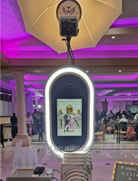 Photomaton détachable ovale pour iPad/appareil photo reflex numérique avec éclairage RGB, machine de photomaton de mariage, flight case, support selfie en alliage d'aluminium