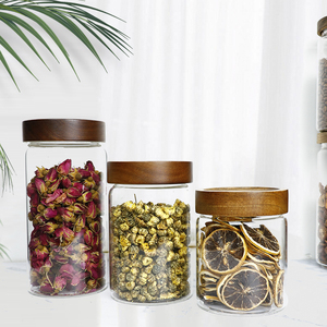 Bocaux en verre transparents de 650 ml, 800 ml, 1000 ml, 1400 ml, 1750 ml pour le stockage des aliments, avec couvercle en bois d'acacia, pour thé et café – Fournitures de cuisine - Product Image 6