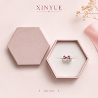 Boîte à bijoux hexagonale de forme spéciale, boîte en papier artistique personnalisable à deux couvercles, fermeture magnétique, plusieurs couleurs, gaufrage, paillettes