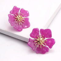 Bijoux personnalisés en gros boucle d'oreille en résine acrylique lucite fleur vintage boucle d'oreille en métal acétate de cellulose écaille de tortue pour fille