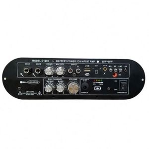 Módulo Amplificador para Auto D1200 de 2 Canales y 12V, 50W + 50W, Placa Amplificadora Digital con Bluetooth, Subwoofer Recargable para Karaoke - Product Image 1