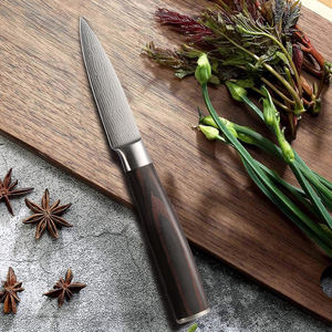 Эргономичный кухонный нож-овощечистка в стиле Дамаск, лезвие из нержавеющей стали 3,5 дюйма, деревянная ручка, универсальный, экологичный, подарочная упаковка - Product Image 5