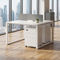 Poste de travail de bureau individuel moderne en bois avec cloison de séparation, bureau d'ordinateur, table de direction blanche pour employés, ensemble de mobilier