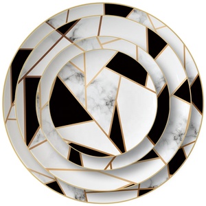 Wholesale Kitchen Utensils <b>Dinner</b> Plate Luxury White and <b>Black</b> Bone China Platter Service Plate Dinnerware <b>Set</b> - Product Image 1
