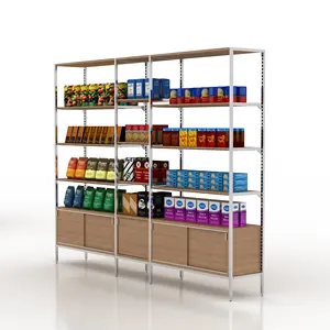 Ferrure de chaîne d'usine Oem, luminaires de magasins en métal, étagères et vitrines de cafés modulaires en bois pour snacks