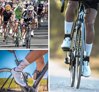Chaussettes de cyclisme professionnelles pour le sport en cours d'exécution Chaussettes de vélo personnalisées à séchage rapide Logo imprimé équipage tricoté pour la saison estivale