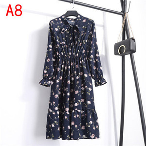 Camicia nera coreana Vestidos Office Polka Dot Dress donna abiti Vintage abito <span class=keywords><strong>Midi</strong></span> floreale a <span class=keywords><strong>maniche</strong></span> <span class=keywords><strong>lunghe</strong></span> femminile - Product Image 5