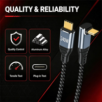 Cable USB 4 USB-C de 40 Gbps y 240 W PD 8K/60 Hz, Trenzado de Aleación de Aluminio, Compatible con Thunderbolt 3/4 para Laptop, Monitor y VR