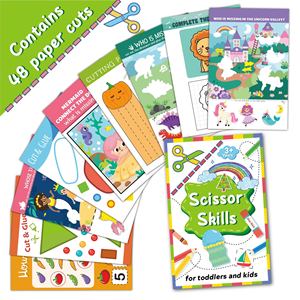 유치원 연습 잘라 내기 감각 공예 붙여 넣기 DIY 장난감 가위 기술 활동 책 - Product Image 6