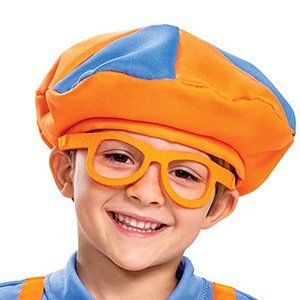 Blippi Costume Child 5-7 Years Blue Shirt Gray <b>Pants</b> Orange Hat Cosplay Party Outfit - Product Image 3