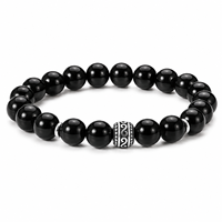 Herren Natürliches Tigerauge Stein Armband 10mm Perlen Stretch-Schnur Edelstahl Charm Schmuck