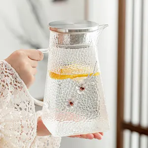 1300ml Borosilicate Handmade Glass Cool Water Pot/Teapot With stainless steel Lid Coffee Carafe