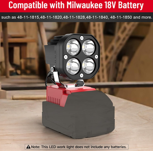 Lot de 2 lampes de travail LED 6000LM pour batterie <span class=keywords><strong>Milwaukee</strong></span> 18V M18, <span class=keywords><strong>lampe</strong></span> réglable à 120°, solutions d'éclairage pour atelier et garage, 6500K - Product Image 4