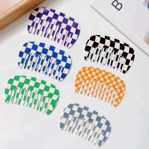 Nuovo stile piastra in acetato scacchiera stile <span class=keywords><strong>pettine</strong></span> grande ins semplice antistatico per capelli da donna - Product Image 2