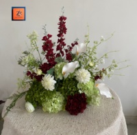 Arrangement floral artificiel, lys blanc bordeaux en soie, centre de table floral, décoration de table de mariage, fleurs artificielles, maison, hôtel