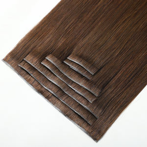 100% 천연 큐티클 정렬 브라질리언 인모 인젝션 클립인 익스텐션, 투명 무봉제 PU 클립인 스킨 웨프트 - Product Image 6