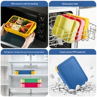 Verdikte antislip luchtdichte lunchbox met 5 compartimenten, geschikt voor magnetron, voor fruit en salade, voor werk.