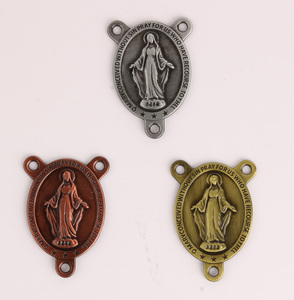 <span class=keywords><strong>Accessoire</strong></span> de chapelet vintage, pièce centrale Vierge Marie, médaille miraculeuse, placage bronze antique pour la fabrication de chapelets - Product Image 2