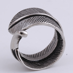 Feather Shape Stainless Steel <b>Ring</b> For Women Gift Jewelry <b>Silver</b> Color <b>Adjustable</b> Size Fashion <b>Rings</b> - Product Image 3