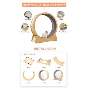 BunnyHi PBJ070 Estructura de Escalada Personalizada de Madera para Gatos Rueda de Ejercicio Silenciosa Juguete Interactivo para Aliviar el Aburrimiento - Product Image 6