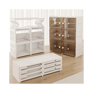 Hai tầng rõ ràng từ cửa hộp lưu trữ di động gấp Giày giá tổ chức cho tủ quần áo tủ quần áo thiết thực cho nhà bếp - Product Image 1