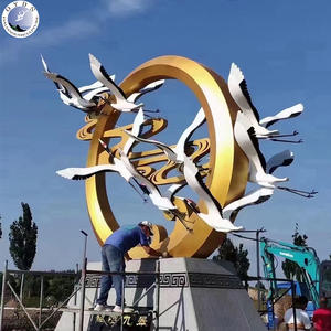 Sculpture circulaire en métal résistant à <span class=keywords><strong>la</strong></span> corrosion, en acier inoxydable, pour l'extérieur, vente chaude en usine, OEM - Product Image 3