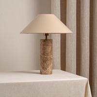 Lampe de table de style moderne du milieu du siècle, en tissu de lin et marbre naturel, style Wabi Sabi, pour hôtel, villa, chambre, bureau