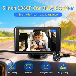 กล้องติดรถยนต์สำหรับเด็ก 5 นิ้ว 1080P, กล้องดูเด็กทารก สัตว์เลี้ยง บนเบาะหลัง, จอภาพในรถยนต์, กล้องมองหลัง 3 เท่าในกระจกมองหลัง - Product Image 2