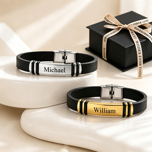 Personalized <b>Name</b> Custom Engraving Silicone <b>Bracelet</b> Men Black Silicone Wrist Band <b>with</b> Stainless Steel Insert Buckle - Product Image 1