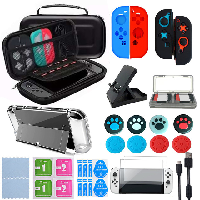 New nin tendo oled case kit joystick rocker cap holder game console controller protective cover gaming accessories set