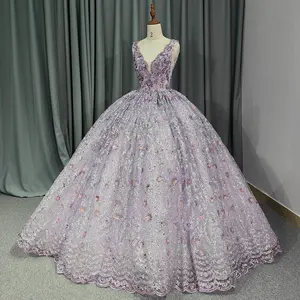 Jancember 6667公主紫色v领生日派对舞会礼服女装