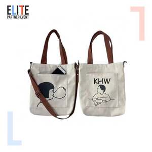 Sac à main en toile multi-poches avec logo personnalisé Sac fourre-tout en toile de coton naturel écologique Sac d'épicerie recyclable imprimé - Product Image 2