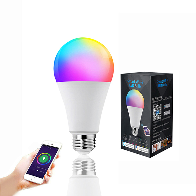 Alexa and Google Assistant Led Bulb E27 With Remote Control Multi Color Lamp Tuya Smart Light 9W WiFi RGB Smart LED Bulb Light