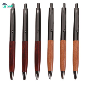 Bolígrafo de madera maciza con mecanismo de pulsación y logotipo grabado, bolígrafo de gel de sándalo y bolígrafo promocional publicitario para empresas, en stock. - Product Image 3