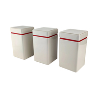 Boîte à thé en fer blanc givré blanc laiteux avec bord doré de style moderne pour l'emballage du thé