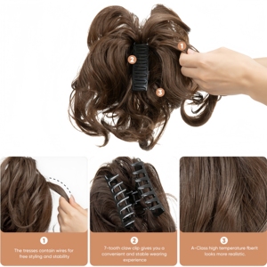 Elegante Cola <span class=keywords><strong>de</strong></span> Caballo Sintética DIY con Clip, Extensiones <span class=keywords><strong>de</strong></span> Cabello para Uso Diario, Postizo, Moño, Cabello Rubio <span class=keywords><strong>Natural</strong></span> Falso, Cola <span class=keywords><strong>de</strong></span> Caballo Postiza - Product Image 5